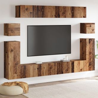 Berkfield Home Wall-mounted Tv Cabinet 8 pcs Old wood Medium 30.5 x 30 x 30 cm in Brown