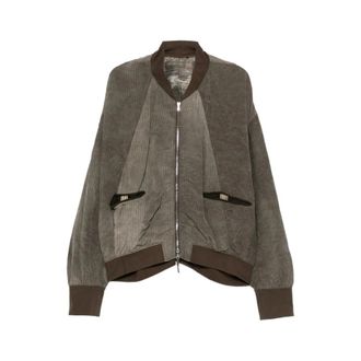 Ziggy Chen Bomber Jackets, male, Gray, Size: M Striped Zipped Bomber Jacket