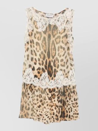 Ermanno Scervino sleeveless dress leopard print lace trim