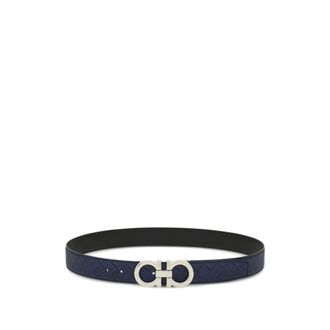 Ferragamo Gancini Reversible Belt - male - Ferragamo - Belts - Blue - 110 CM - Accessories