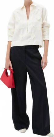 Oroton Ribbon Trim Shirt In Fresh Cream