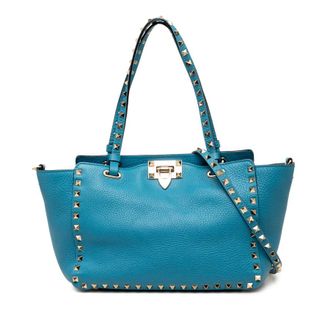 Valentino Pre-owned Valentino Small Grained Calfskin Rockstud Trapeze Satchel Ladies I64VK473QUTEWPQ4