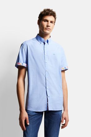 Bugatti Kurzarmhemd BUGATTI, Herren, Gr. M, Normalgr&ouml;ssen, blau (hellblau), 100% Baumwolle, normal, Hemden Kurzarmhemd, mit Button-Down-Kragen