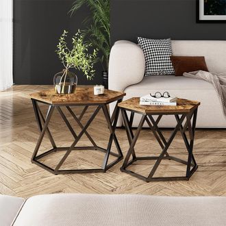 Vicco Conjunto De Mesa De Centro Fyrk, Roble R&uacute;stico, 57 X 57 Cm 2 Partes