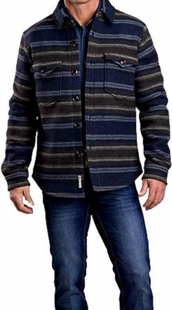 Stetson Mens Wool Shirt Western Jacket In Blue Aztec