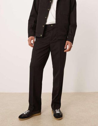 Asos Pantaloni dritti eleganti neri in coordinato-Nero
