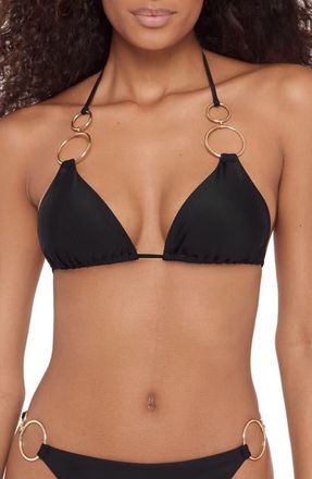 Steve Madden Ring Triangle Bikini Top in Raven Black at Nordstrom, Size X-Small