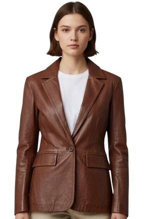 Infinity Leather Womens Tan Italian Leather Blazer Jacket-Chongqing