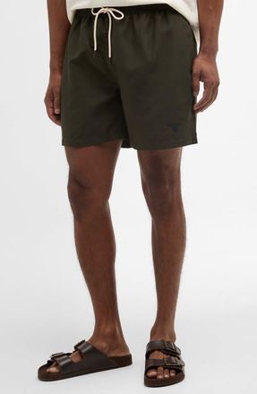 Barbour Water Reactive Tartan Swim Trunks in Olive at Nordstrom, Size Xx-Large