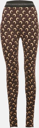 Marine Serre Brown Moon Print Jersey Stirrup Leggings