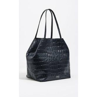 Bimba & Lola Mock Croc Large Leather Shopper Bag in Petrol Blue at Nordstrom