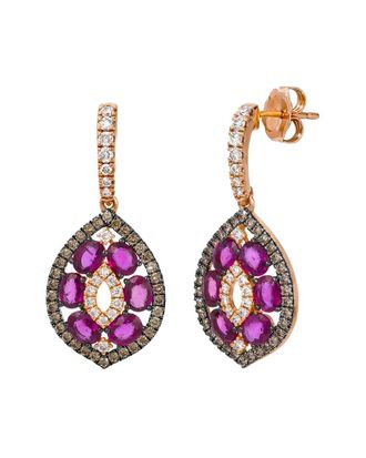 Le Vian Ruby Collection 14K Rose Gold 3.18 Ct. Tw. Diamond & Ruby Dangle Earrings