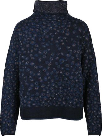 Alessia Santi High Neck Sweater with Metallic Fiber Accents