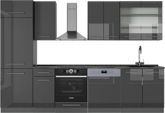 Vicco Mueble de cocina Fame-Line, Antracita alto brillo, 300 cm sin encimera, Vicco