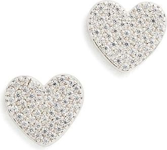 Kate Spade New York Yours Truly Pave Heart Studs Womens Earring Clear/Silver