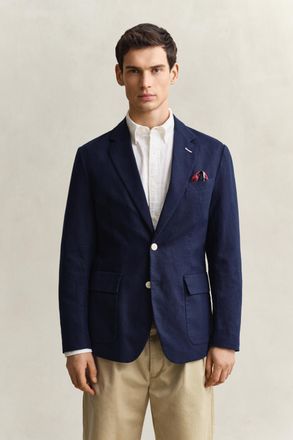 GANT Men Textured Cotton Blend Suit Jacket (50) CLASSIC BLUE
