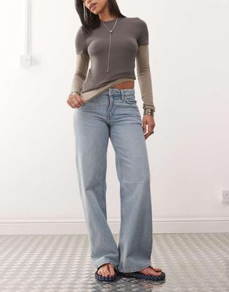 Weekday Ample - Jeans ampi a vita bassa blu lavaggio striato