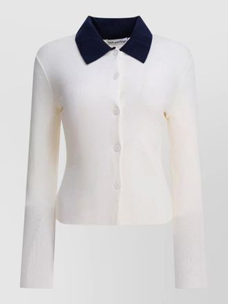 Self Portrait merino wool knit cardigan contrast collar