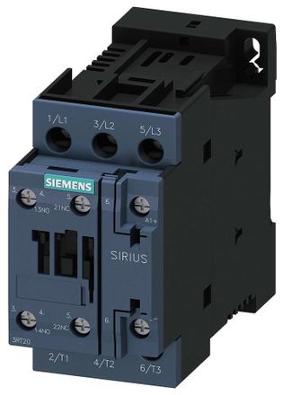 SIEMENS Contactor, Ac-3e, 9 A/4 Kw/400v, 3 Polos, Dc 24v, 1no+1nc, Conexi&oacute;n Por Tornillo, 3rt20231bb40