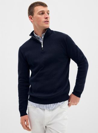 Le 31 Mens Zip-up mock-neck sweater