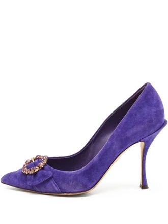 Dolce & Gabbana 100mm suede pointed-toe pumps - women - Leather/Leather/Suede - 38 - Purple