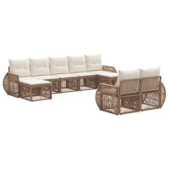 vidaXL Conjunto De Sof&aacute;s De Jard&iacute;n 9 Pcs Beige Y Blanco Crema Vidaxl