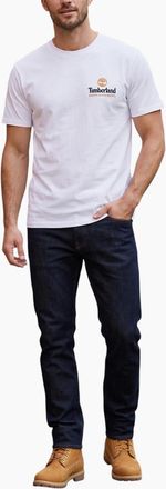 Timberland Mens Timberland Mens T Shirts Illustrated Tree Logo Summer Top - White - Size: 44
