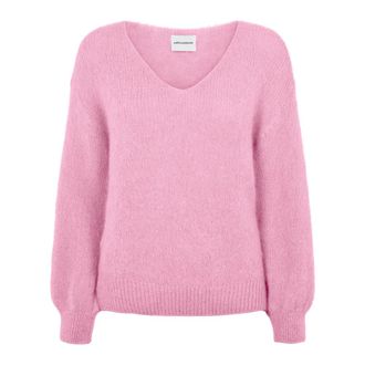 Americandreams Milana LS Alpaca Pullover - Dames - V-hals truien - Paars - L - Wol - Truien & Vesten