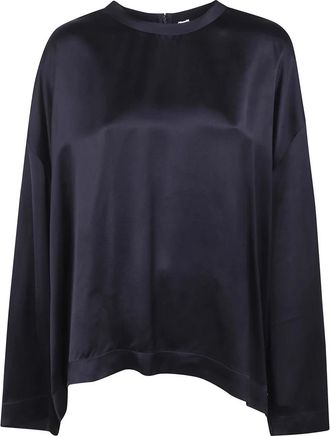 Toteme Boxy Satin Top - Dames - Blouses - Zwart - 2XS - Satijn - Overhemden