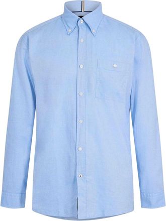 HUGO BOSS Effen Oxford-overhemd met knoopsluiting voor heren (Pastelblauw)