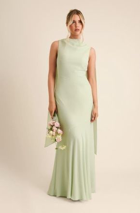 Six Stories High Cowl Drape Chiffon Bridesmaid Dress in Mint Green at Nordstrom, Size 14