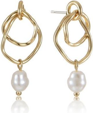 Ettika Faux Pearl Drop Earrings in Gold/White at Nordstrom Rack