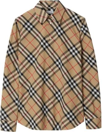 Burberry Check Cotton Poplin Slim-Fit Shirt, Brand Size 6 ( US Size 4 )