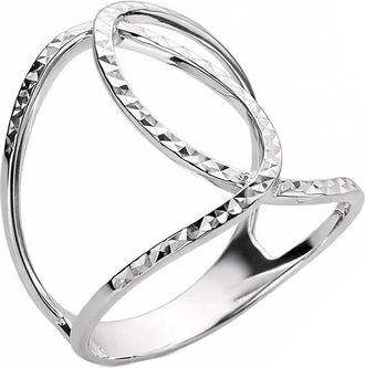 Gold & Honey Womens Geometric Diamond Cut Ring In Silver