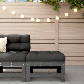 vidaXL Taburete De Jard&iacute;n Con Coj&iacute;n Madera Maciza De Pino Gris Vidaxl