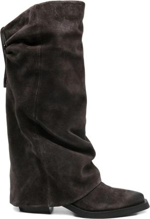 Ash Elegante Leren Enkellaarzen - Dames - Cowboylaarzen - Zwart - 39 EU - Leer - Schoenen