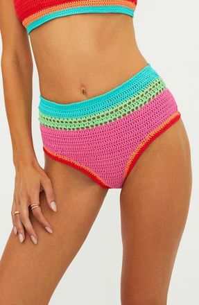 Beach Riot Karmen Crochet Bikini Bottoms in Aqua Haze Crochet at Nordstrom, Size X-Large