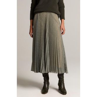 Vince Sheer Houndstooth Pleated Midi Skirt in Black/sage at Nordstrom, Size Xx-Small
