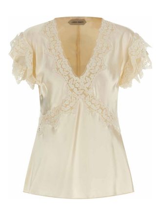 Alberta Ferretti Satin And Lace Top