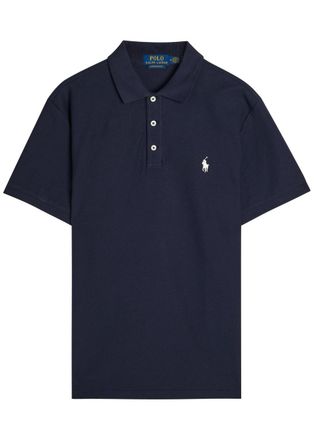 Polo Ralph Lauren Slim Piqu&eacute; Cotton Polo Shirt - Navy - XL