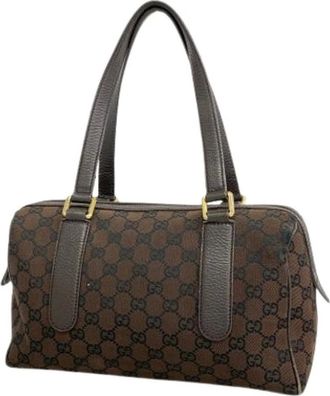 Gucci Pre-owned Handbags, female, Brown, Size: ONE SIZE Pre-owned Vintage Canvas Handbag