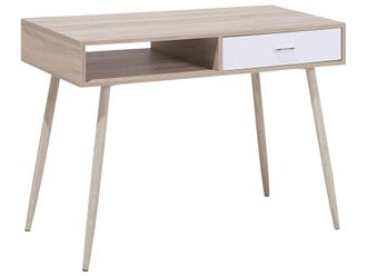 Beliani Escritorio 100 cm 48 cm con cajones marr&oacute;n claro
