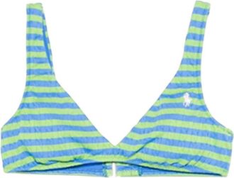 Ralph Lauren Blue Stripes Logo Embroidery Bikini Top