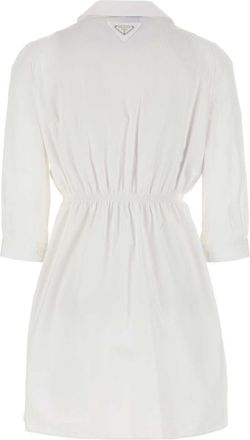 Prada Womens Poplin Shirt Dress White Lambleather Trochusniloticus