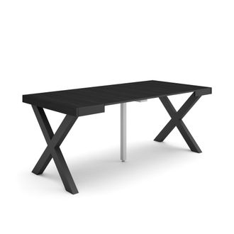 Skraut Home Skraut Home - Consolle Allungabile, Tavolo Consolle Allungabile, 180, Per 8 Persone, Gambe In Legno, Stile Moderno, Nero