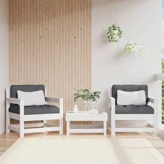 vidaXL Sillones De Jard&iacute;n 2 Unidades Madera Maciza Pino Blanco Vidaxl