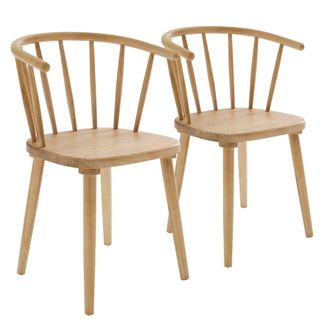 Oviala Conjunto de 2 sillas de madera de olmo beige