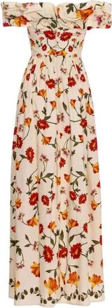 Agua Bendita Maxi jurk met Spaanse halslijn - Dames - Maxi kleedjes - Veelkleurig - XS - Katoen - Kleedjes