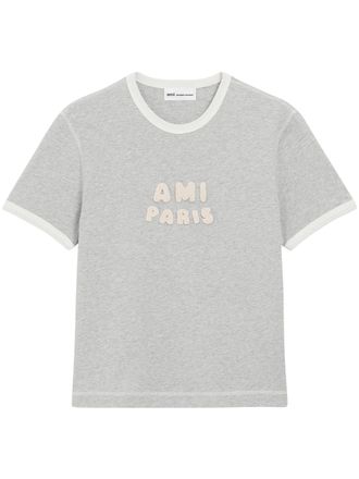 Ami Short-Sleeve Classic Fit T-Shirt with Knitted Patch