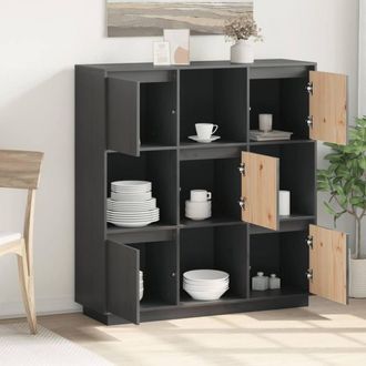 Berkfield Home Highboard Grey 110.5x35x117 cm Solid Wood Pine
